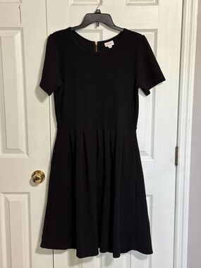LuLaRoe Black Short-Sleeve Fit-and-Flare Midi Dress